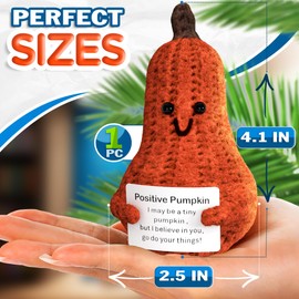 Positive Affirmation Pumpkin Crochet Figure - Positive Crochet Pumpkin Emotional Support Crochet Positive Office Decor Pumpkin Plush Mini Positive Affirmation Gifts