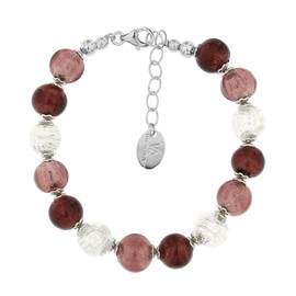 Venetiaurum - Bracelet with Original Murano Glass 10 mm Beads and 925 Sterling Silver - Made in Italy Certified Jewel