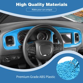 PDKLIN for Charger Center Console Dashboard Panel Trim Cover Baby Blue for 2015-2023 Dodge Charger 8.4" Display Baby Blue Interior Accessories 5pcs