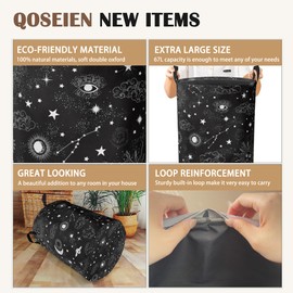 Mystical Sky Collapsible Laundry Baskets,Sun Stars Laundry Hamper,Storage Basket with Handles for Bathroom Bedroom College Dormitory Living Room Nursery Organizer 16"x20"