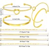 14K Real Gold Plated Cuff Bracelet Bangle Jewelry Set Stackable