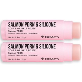 TreeActiv Silicone Scar Stick Lightweight Silicone Balm with Salmon PDRN, Hyaluronic Acid & Algae Extract Easy-to-Use Scar Care Stick for Smoother Looking Skin, 0.5 oz, 2-pack