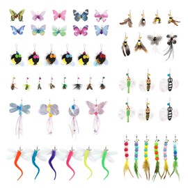 SONGWAY Cat Toy Bug Cat Bug Flying Bug Toy 52 Pieces Replacement with Storage Box