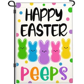 NASIAN Happy Easter Peeps Garden Flag Welcome Spring Yard Garden Flags for Outside 12x18 Double Sided Outdoor Easter Decorations for Home