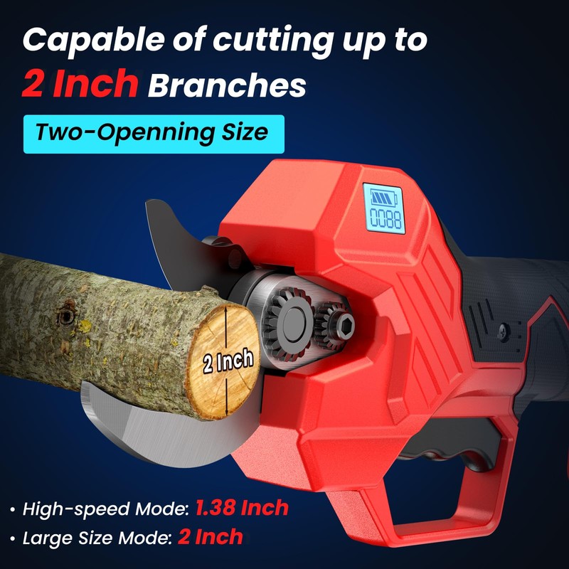 Electric Pruning Shears -1000W Brushless Motor Cutting 2 inch Diameter