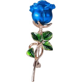 Blue Weiy Rose Flower Brooch Enamel Leaf Breastpin Decorative Floral Lapel Pin for Women Party Banquet Wedding, 5.7 * 1.8cm for Party Dance Wedding Banquet for Elegant Women Girl