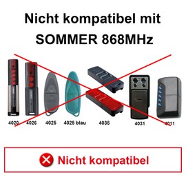 434MHz Garage Door Opener Handheld Transmitter Compatible with 434.42Mhz Sommer 4014 TX03-434-2 | 4022 TX03-434-2 | 4013 TX02-434-4-XP Green LED and Orange LED Handheld Transmitter Pack of 2