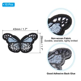 PATIKIL Butterfly Iron on Patch,10 Pcs Butterfly Embroidered Applique Sew on Decorative Patches for Repair Decoration Clothing Hats Jackets Backpack, 1.7" Lx1.1 W, Sky Blue