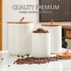 JOJUNO White Ceramic Canister Set with Wooden Lids – 3-Piece