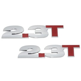 2Pc 2.3T Emblem 3D Badge Sticker Side Door Nameplate with Double Tape (Chrome)