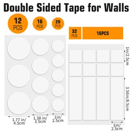 Heclia 96Pcs Double Sided Tape Heavy Duty for Balloons, Removable Mounting Sticky Dots, No Residue Tape for Walls No Damage to Paint, Picture Hanging, Poster, Art Craft, Decor, Party Supplies