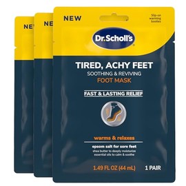 Dr. Scholl's Máscara de Pies Autocalentable con Manteca de Karité, Sal de Epsom y Mentol, 3 Pares