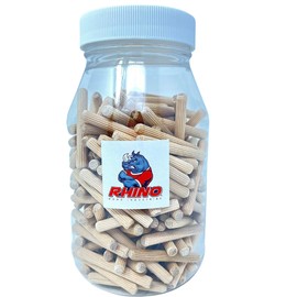 200 Pack 1/4" x 2" Jar Pack Wooden Dowel Pins Wood Kiln Dried Fluted and Beveled, Made of Hardwood
