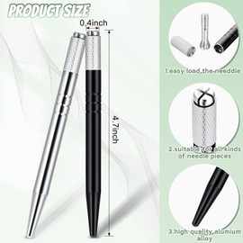 Microblading - 10 bolígrafos manuales para cejas, microcuchillas, de aluminio, herramientas manuales de microcuchilla, soporte para microcuchillas para suministros de maquillaje, salones, 2 colores (plateado, negro)
