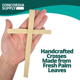 Concordia Supply Palm Crosses - 7" x 4.5" Dried African, Hand Held Cross Made with Palm Leaves for Palm Sunday, Easter, Children's Ministry & Other Church Events (Large, Pack of 50)