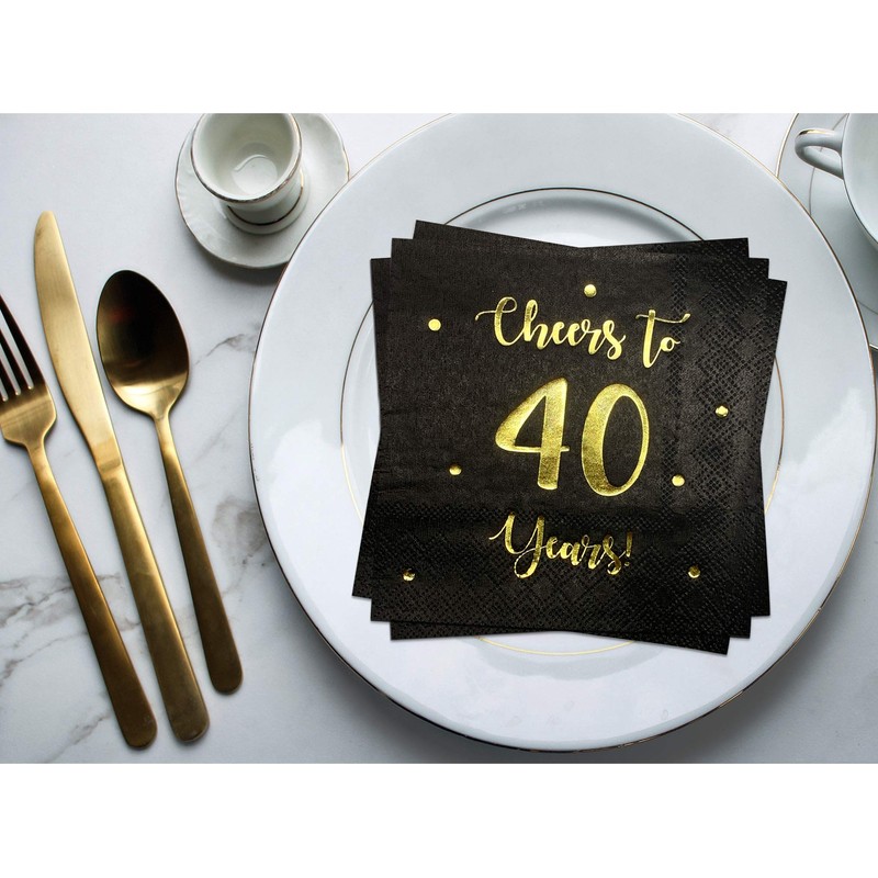 Cheers to 40 Years Cocktail Napkins | Happy 40th Birthday