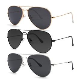 Pro Acme Aviator Sunglasses for Men Women Classic Polarized UV400 Protection 58MM 3PCS(Gold Black/Black/Silver Black)