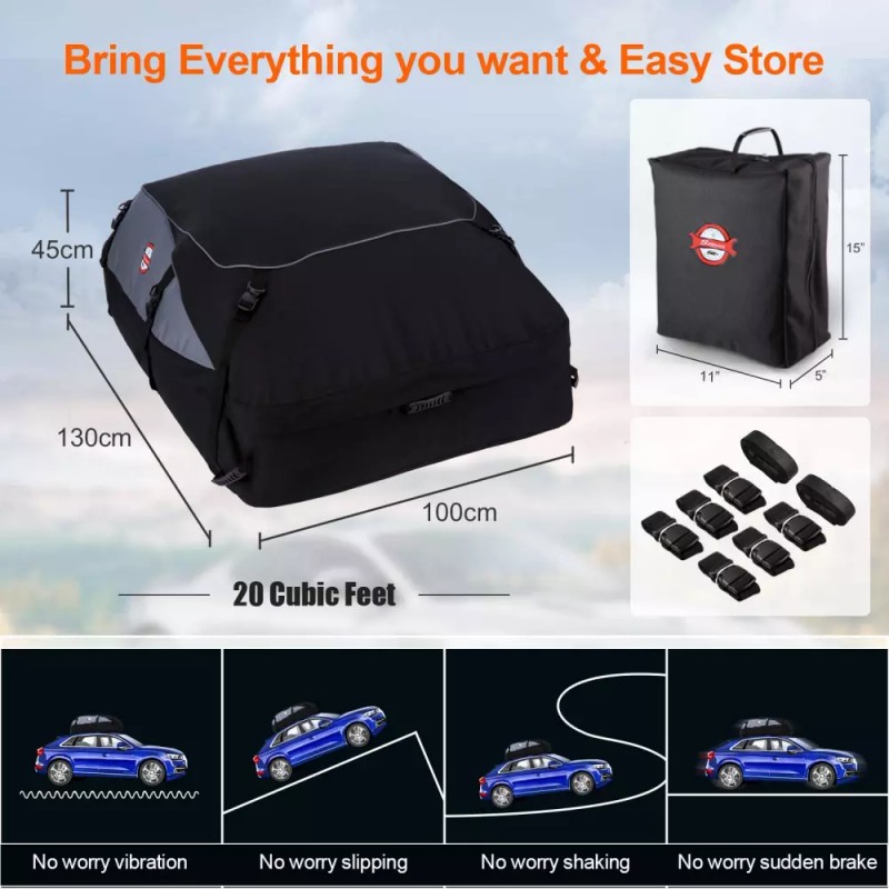 Sailnovo Car Roof Bag Cargo Carrier 20 Cubic Feet Waterproof