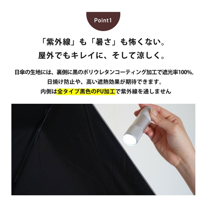 JIS Certified Folding Parasol, Lightweight, Completely Blackout, Heat Blocking, UV