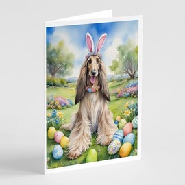 Caroline's Treasures DAC4914GCA7P Afghan Hound Easter Egg Hunt Greeting Cards Pack of 8 Blank Cards with Envelopes Whimsical A7 Size 5x7 Blank Note Cards