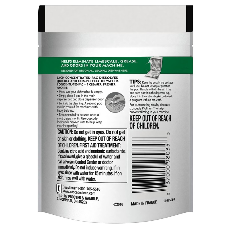 Cascade Platinum Dishwasher Cleaner, 6 count