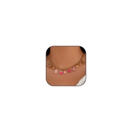 Charm Necklace for Women Dainty Gold Choker Necklaces Conch Shell Pearl Flower Mushroom Starfish Butterfly Charms Gold Jewelry