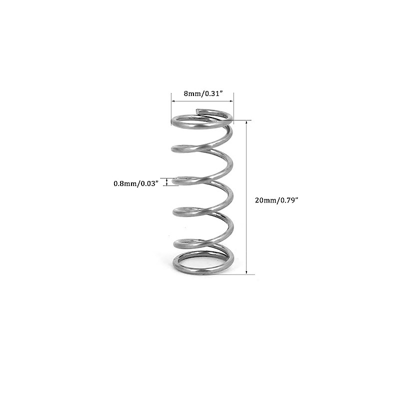 TA-VIGOR 10Pcs Extended Compressed Spring, 8mm OD,0.8mm Wire Size,20mm Length