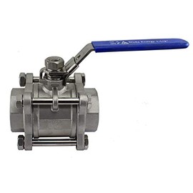 Duda Energy 3PCBV-WOG1000-F150 Full Port Ball Valve, 3 Piece, 1-1/2" NPT, 304 Stainless Steel PTFE Seals Water Oil Gas, 1.5"