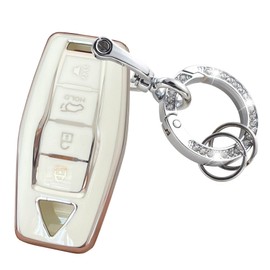 Kepdul for Mitsubishi Key Fob Cover Key Protective Holder Fit for 2023 2022 2021 Mitsubishi Outlander Smart Keys Shell (White-Silver)