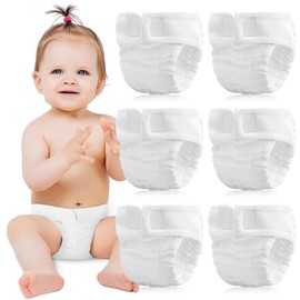 Max Shape 6 Pack Wearable Cotton Cloth Dipper Pants for Baby Girls and Boys,Adjustable Cotton Diaper 13 Layers for Baby 3-6month Wearable Style