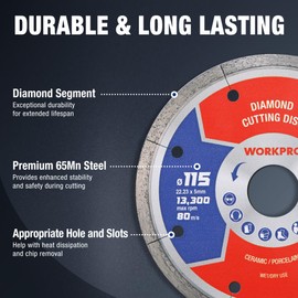 WORKPRO 115mm Super Thin Diamond Cutting Discs (1)