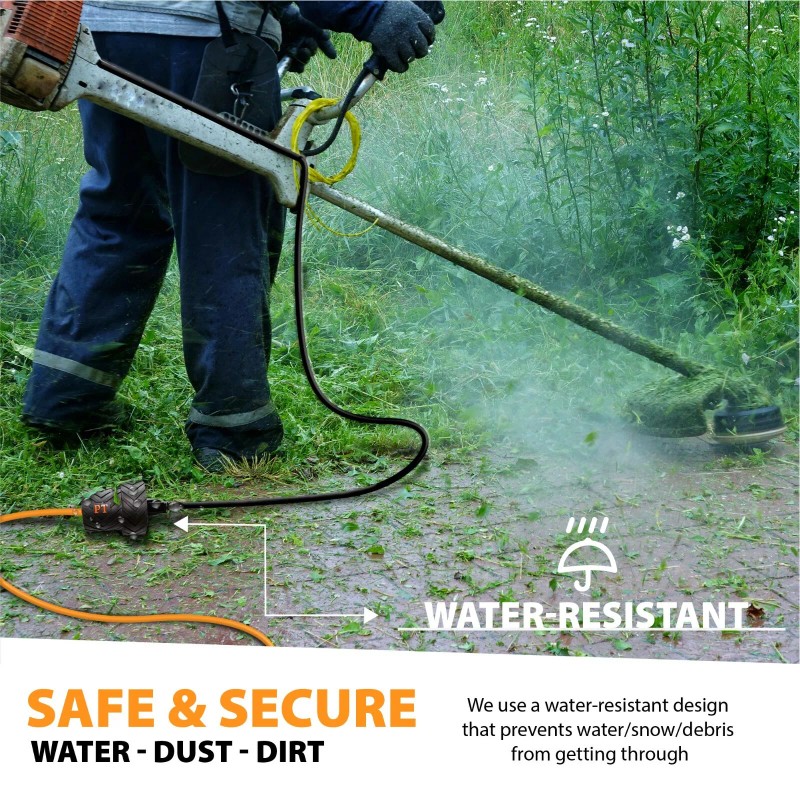 Plug-Tie Cord Safety Cover for Electrical Corded Lawn Equipment