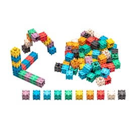 WISSNER active learning 100 Interlocking Cubes 2 x 2 cm, made Out of RE-Wood In 10 Colours