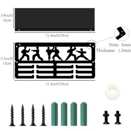 CREATCABIN Karate Medal Trophy Display Shelf Medal Hanger Display Shelf with 12 Hooks Stand Sports Wall Mount Hold 70+ Medals Holder Hanger Metal Medal Organizer Rack for Running Awards 11.4x5x4Inch