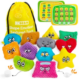 Sensory Bean Bags, 12 Texture Sensory Beanbags with Emotion Cards,Fidget Sensory Toys for Autism,Shape Sensory Bean Bags,Sensory Toys for Toddlers Kids Sensory Play Tactile Emotions Face Feelings
