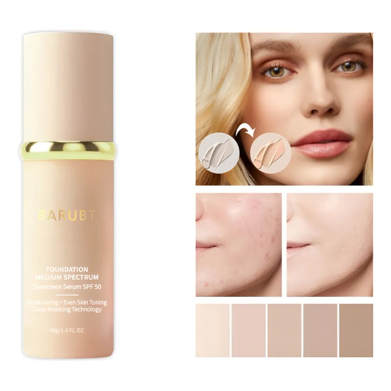 Barubt Base Maquillaje Liquido 4en1 Crema Corrector Spf 50 Blanco