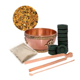 NKlaus 6-Piece Set Incense Bowl Tongs Spoon 100g Incense Charcoal 40g Smoking Sand 40684