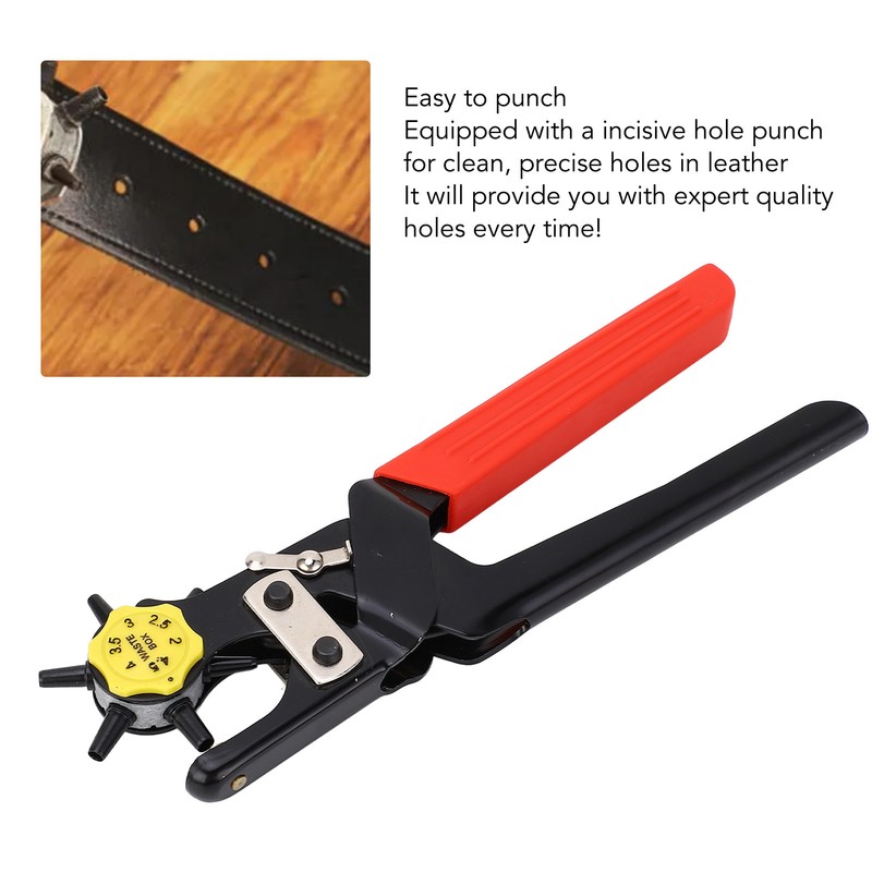 Leather Belt Hole Puncher Heavy Duty Plated Steel 6 Holes