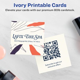 Avery Printable Square Business Cards with Sure Feed Technology, 2" x 2", Ivory Cardstock, Print-to-the-Edge, Laser/Inkjet Cards, 120 Total
