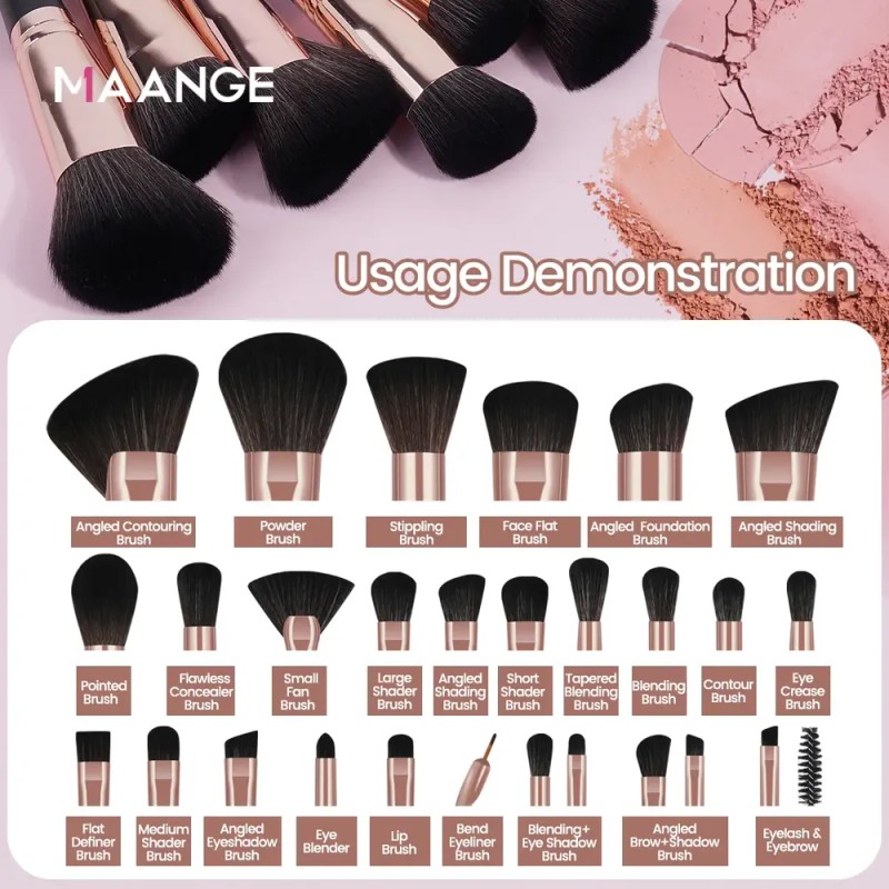 25 Set De Brochas Para Maquillaje Profesional +estuche +caja Color