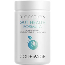 Codeage Gut Health Supplements Vegan Formula - L Glutamine, Zinc, Turkey Tail Mushroom Powder, Tonic Mushroom, Maitake, Micro Algae, Mineral, Licorice Root DGL - Probiotics, Prebiotics - 180 Capsules