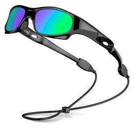 VATTER Kids Polarized Sunglasses UV400 Protection for Boys Girls Shatterproof Lightweight Baseball Sports Glasses for Outdoor 816 black green lenses