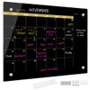 Okydoky Glass Dry Erase Whiteboard,Monthly Calendar Whiteboard,12" x 16",Frameless Glass