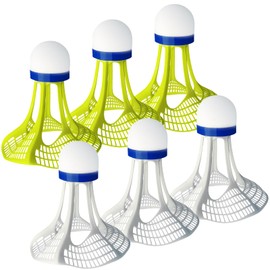 KBCYRT 6 Windproof Badminton Shuttlecocks, High Elasticity Shuttlecocks for Outdoor Training, Family Games and School Activities, 3 White and 3 Yellow