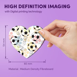 1x Heart MDF Magnet 6cm - Pastel Football Theme Team Sports Soccer - Fridge Locker Office Whiteboard Toolbox #170030