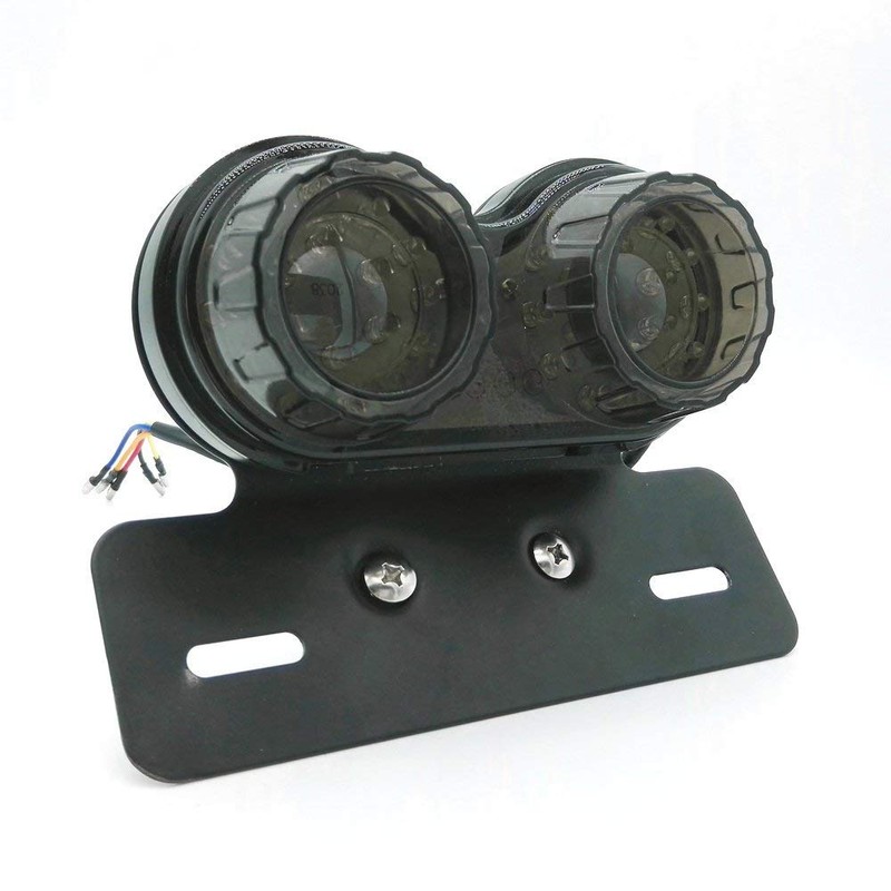 ONGMEIL Motorcycle Universal Tail Light Smoke Lens Tail Lamp LED