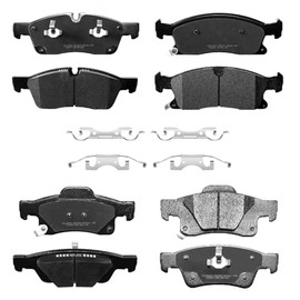 YxpBrake Ceramic Brake Pads Front and Rear Fit for Jeep Grand Cherokee 2011-2022,Dodge Durango 2011-2017 Replacement Parts with Hardware Kits