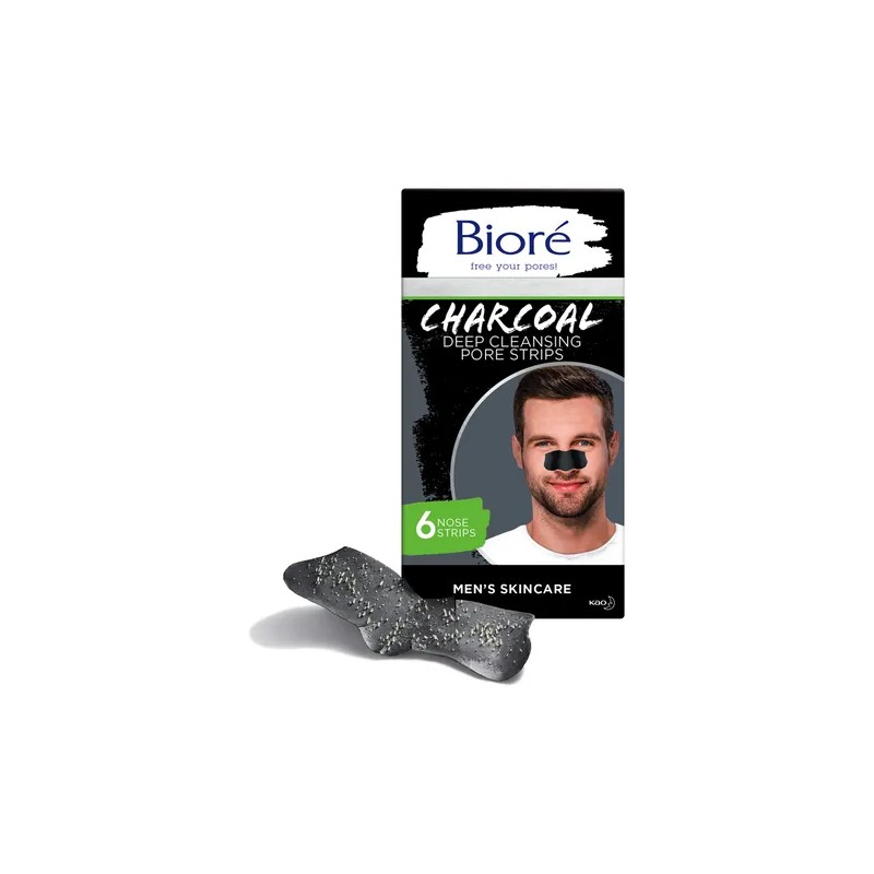 Bioré, Banditas Men Skincare Carbón, 6 Piezas Grasa