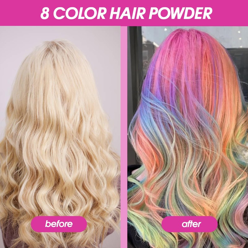Landrain Pack of 8 Temporary Hair Chalks for Girls, Washable