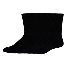 WILSON Men 12-Pack Basic Crew Socks, Black, 6-12